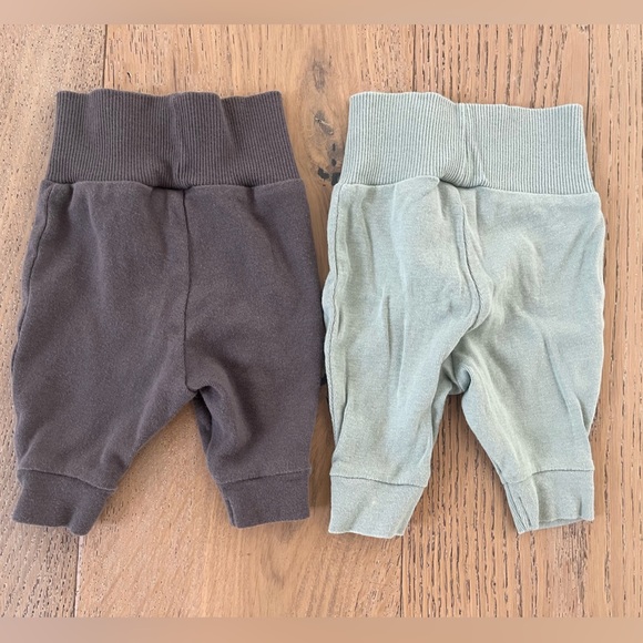 Newborn Bundle 2 pants 1 long sleeve Stripe Ribbed Button Organic Teal Gray Blue - Picture 7 of 8